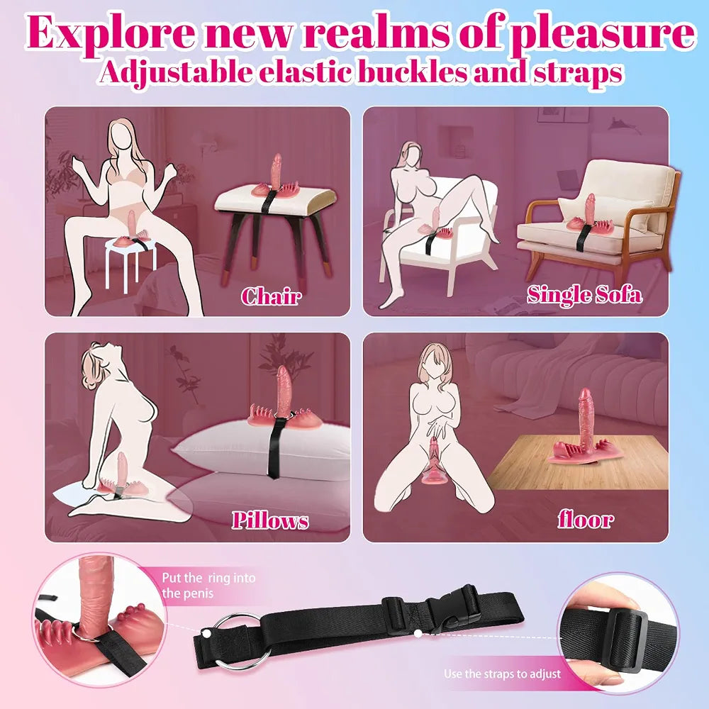REYHKINO Remote-Controlled Hands-Free Thrusting Sex Machine with Vibrating Dildo