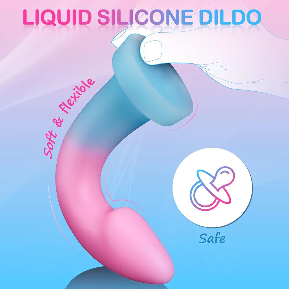 7.8-Inch Soft Liquid Silicone Dildo with Suction Cup - Versatile G-Spot and Prostate Stimulator