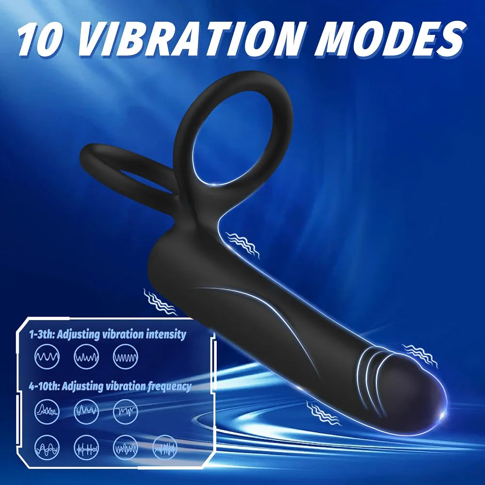 10-Mode Vibrating Dual-Action Prostate Massager and Cock Ring for Couples