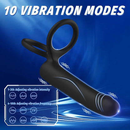 10-Mode Vibrating Dual-Action Prostate Massager and Cock Ring for Couples