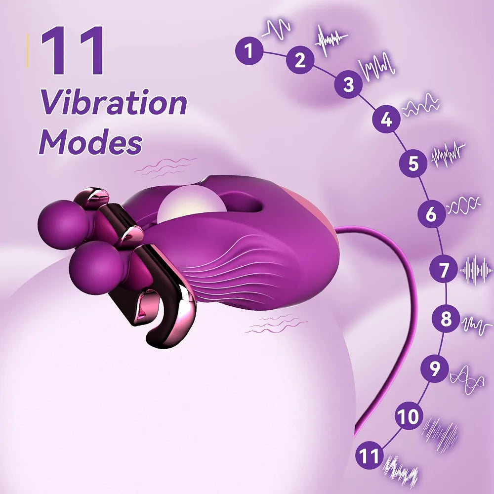 Rechargeable Rose-Shaped Nipple Vibrator with 10 Stimulation Modes