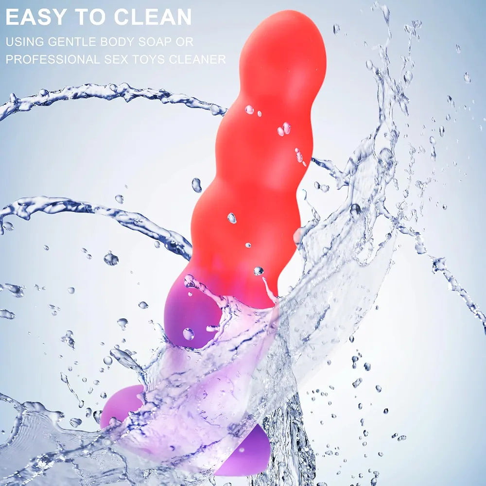 Premium Silicone Anal Training Plug with Suction Base and Beads