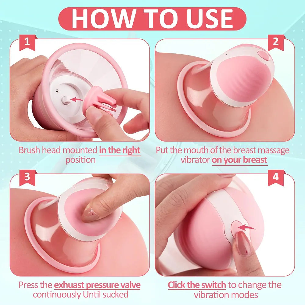 Rechargeable Nipple Stimulator with 10 Vibration Modes and Suction Massage