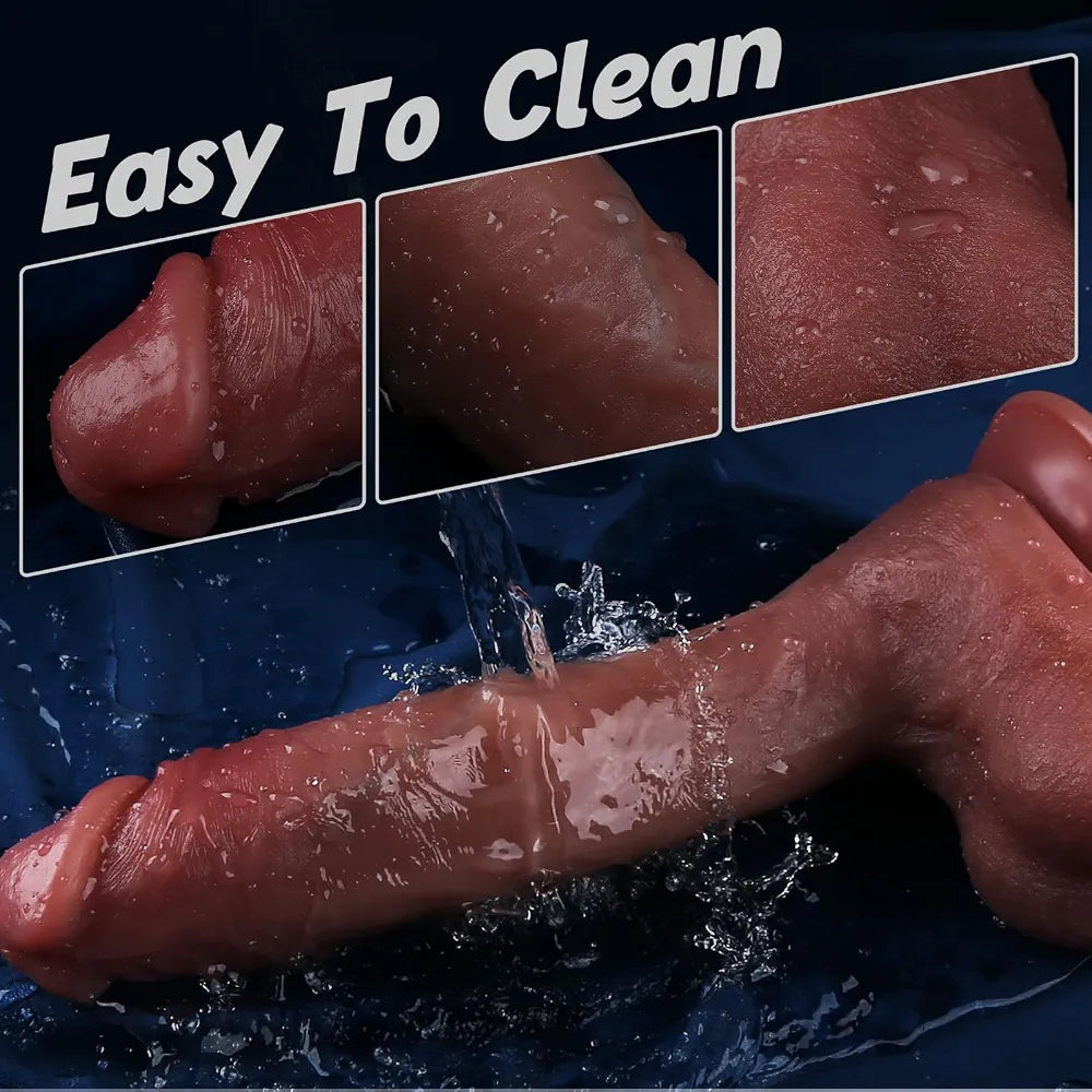 Sexgene 10-Inch Realistic Silicone Dildo with Suction Cup for G-Spot and Anal Stimulation