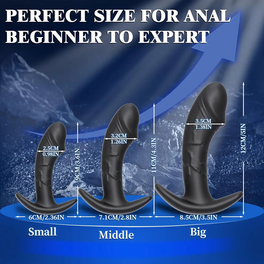 3-Piece Silicone Anal Training Kit: Beginner-Friendly Flared Butt Plugs for Prostate Massage and Couples Play
