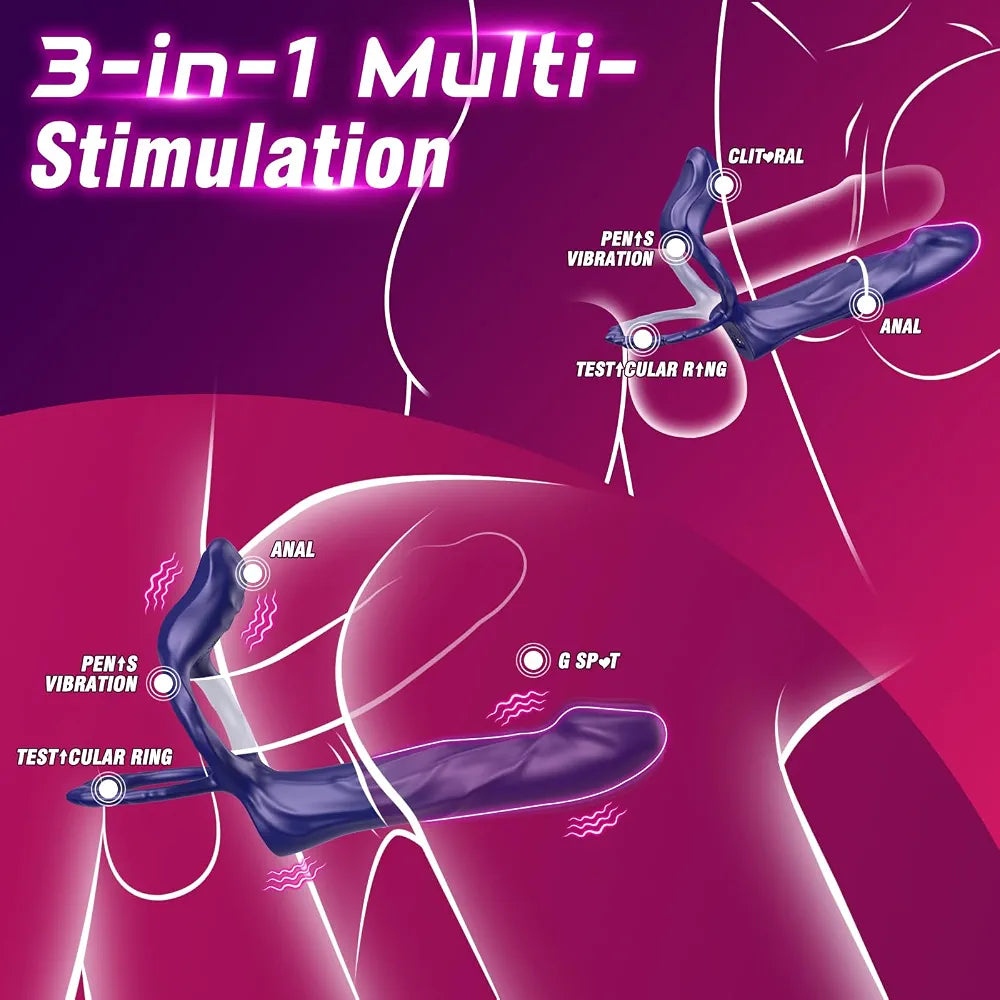 App-Controlled Vibrating Dual-Stimulation Couples Sex Toy with Cock Ring and Anal Plug