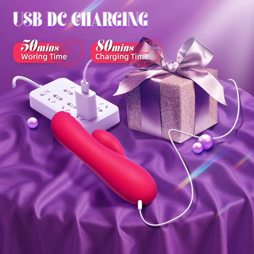 10-Mode Waterproof Silicone Rabbit Vibrator - Couples Mini Bullet Massager for Clitoral and G-Spot Stimulation