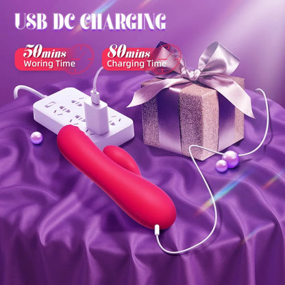 10-Mode Waterproof Silicone Rabbit Vibrator - Couples Mini Bullet Massager for Clitoral and G-Spot Stimulation