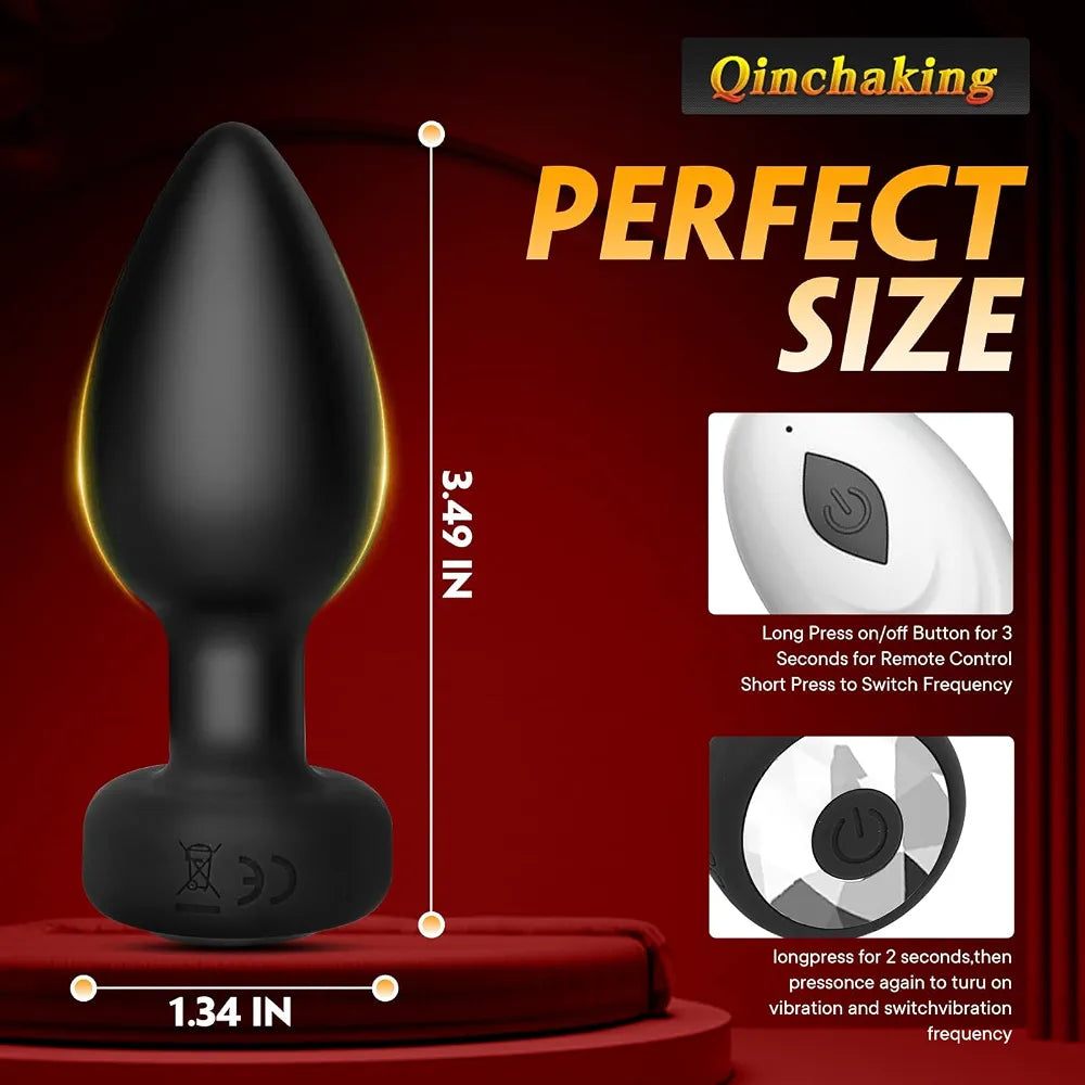 Wireless Remote Control Vibrating Anal Plug with 10 Frequency Modes for Prostate Massage