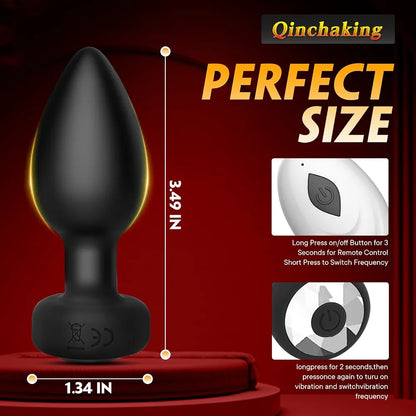 Wireless Remote Control Vibrating Anal Plug with 10 Frequency Modes for Prostate Massage