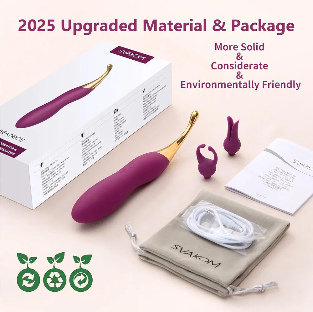 SVAKOM Multi-Function Silicone Wand Massager with Dual Interchangeable Heads for Targeted Stimulation