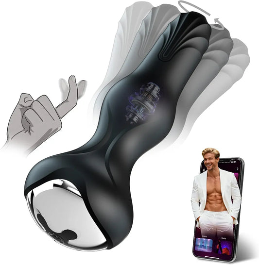 Premium Silicone Prostate Massager with 10 Vibration and Rotation Modes - Waterproof Anal Stimulator for All Experience Levels