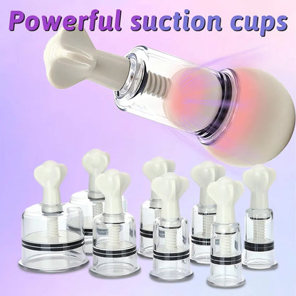 8-Piece Vacuum Suction Pump Set for Clitoral and Nipple Stimulation