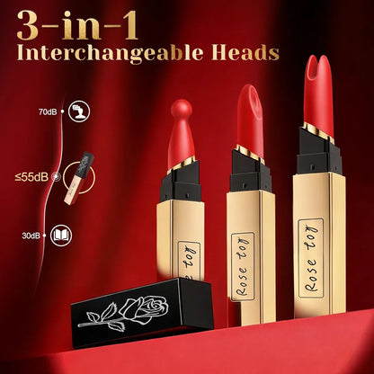 Discreet Rechargeable Lipstick-Style Clitoral Vibrator with 10 Vibration Modes