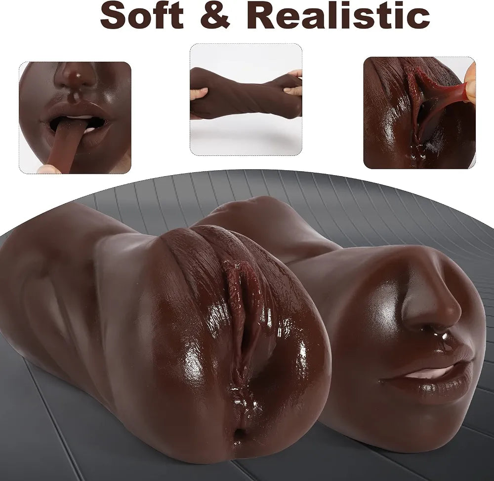3-in-1 Textured Male Masturbator with 10-Mode Bullet Vibrator - Black