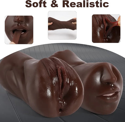 3-in-1 Textured Male Masturbator with 10-Mode Bullet Vibrator - Black