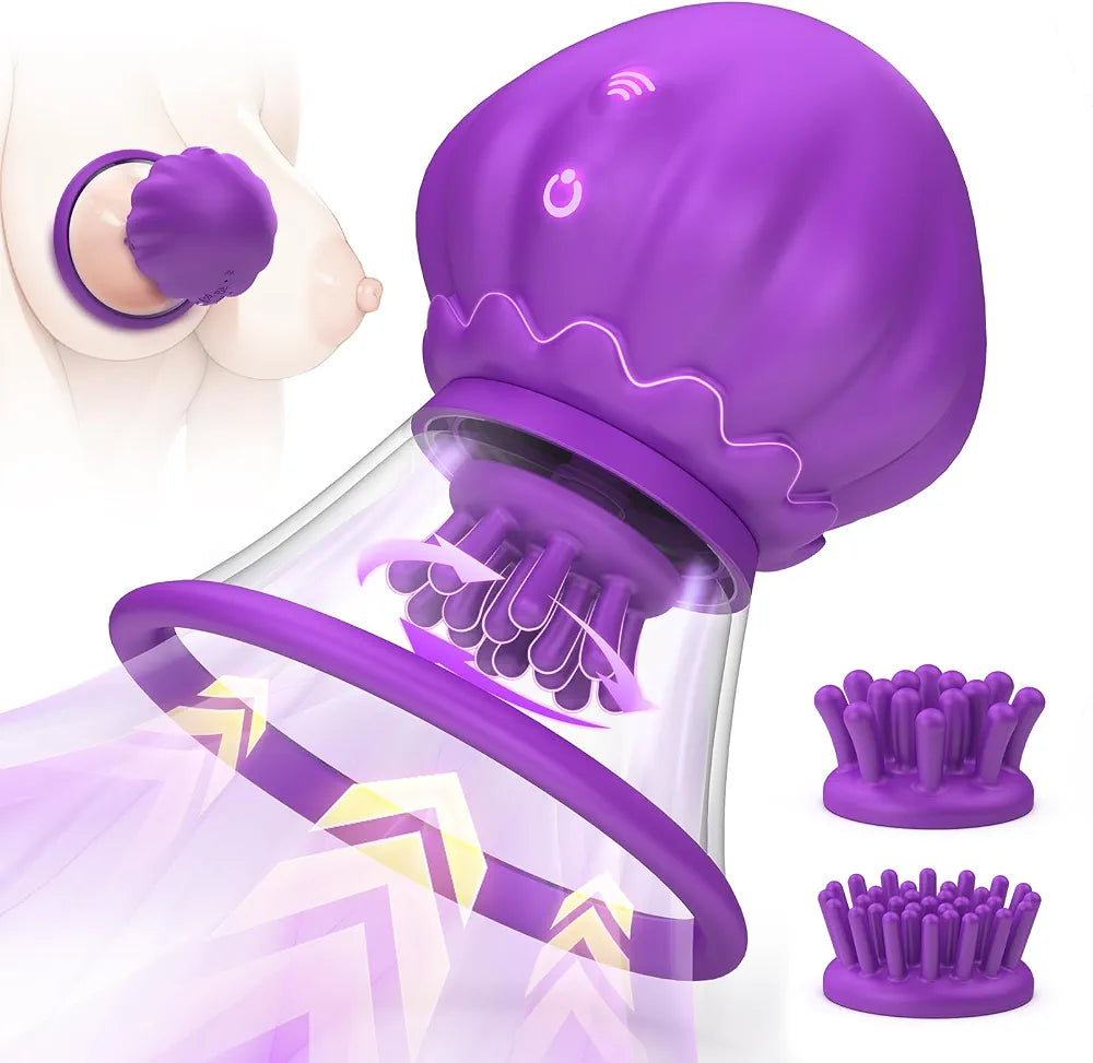 Silicone Jellyfish Vibrator with 10 Suction Modes and Rotating Clitoral Stimulator