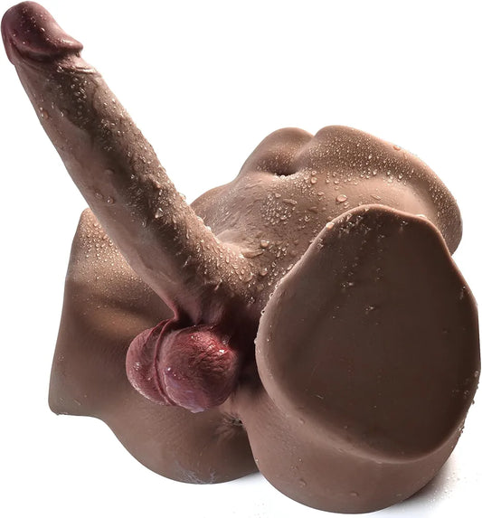 Realistic 2-in-1 Unisex Torso Masturbator with 7.2-inch Flexible Dildo and Anal Canal