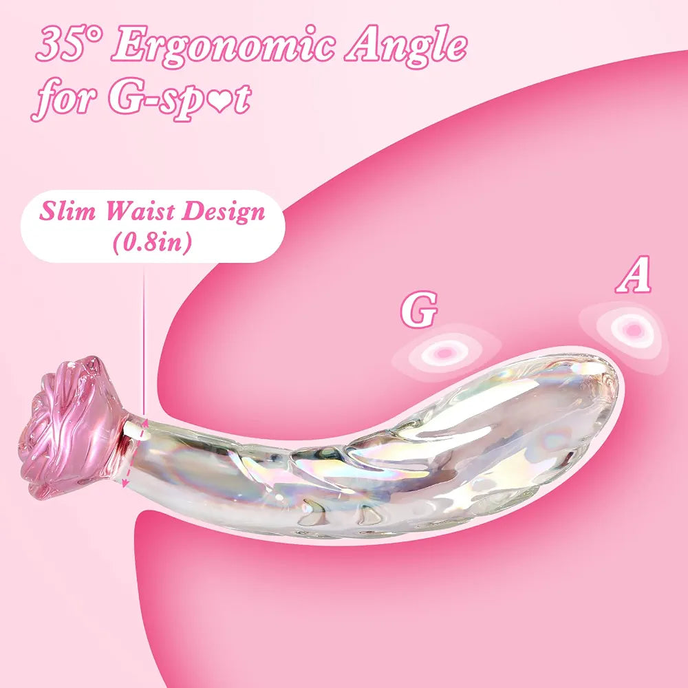7.2 Inch Rainbow Glass Anal Dildo & Butt Plug - Rose-Shaped Monster Design for Beginners, Clitoral, G-Spot Stimulation - Unisex Couples Sex Toy