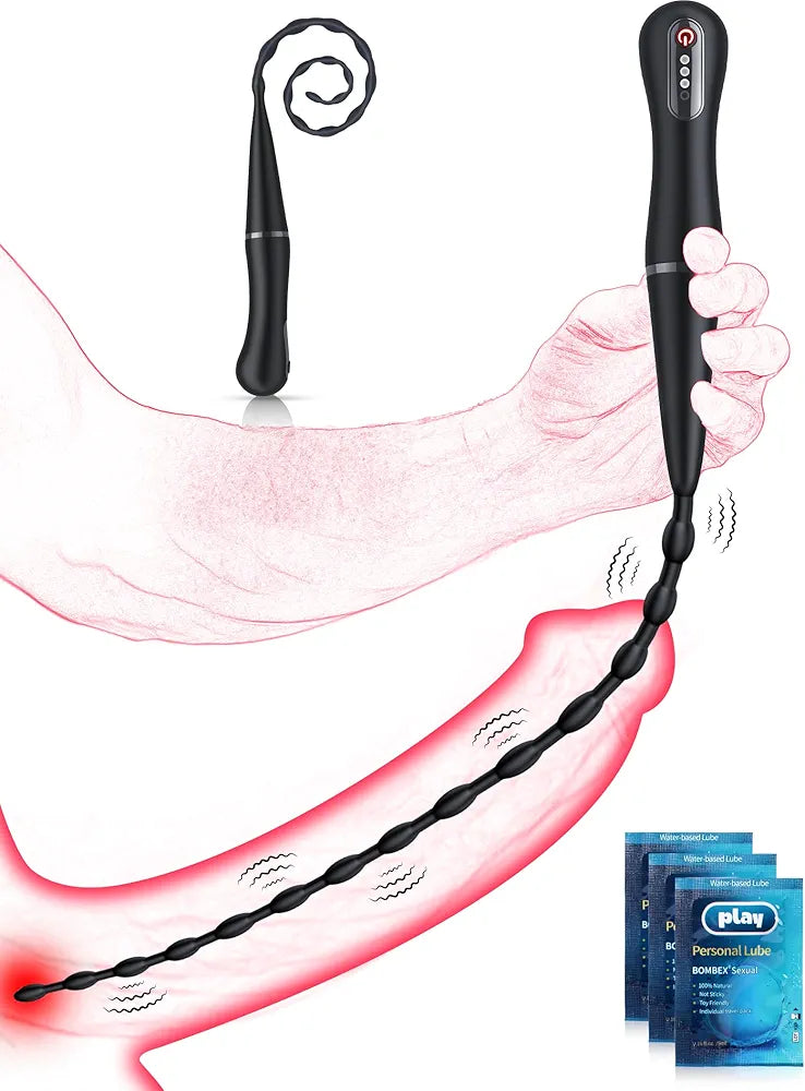 Flexible Silicone Urethral Sounding Rod and Vibrating Prostate Massager for Men