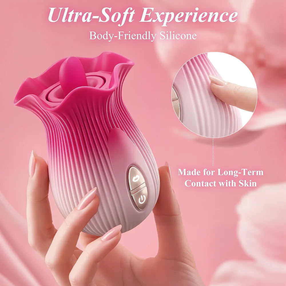 Rose AI-Sync Vibrator: 21-Mode Suction, Licking & Vibration Toy for Clitoral and Anal Stimulation