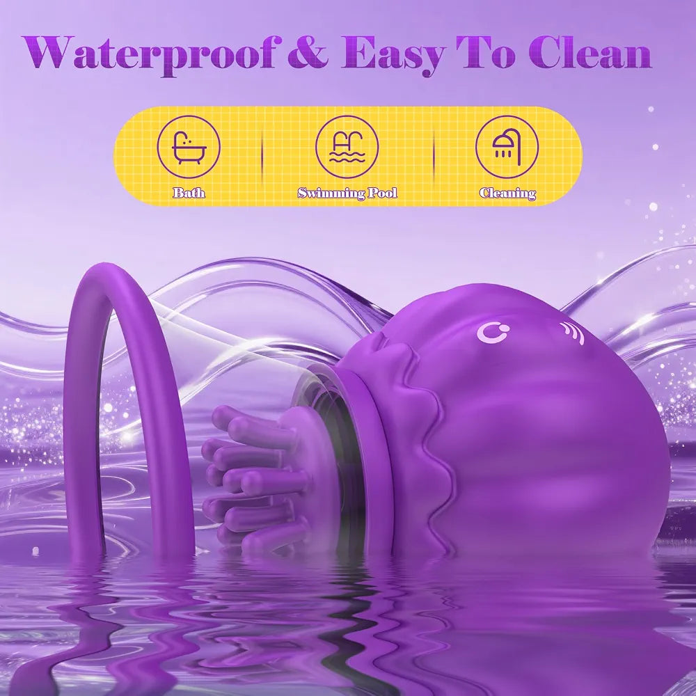 Silicone Jellyfish Vibrator with 10 Suction Modes and Rotating Clitoral Stimulator