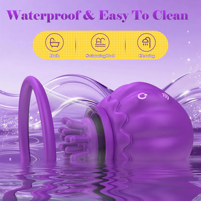 Silicone Jellyfish Vibrator with 10 Suction Modes and Rotating Clitoral Stimulator