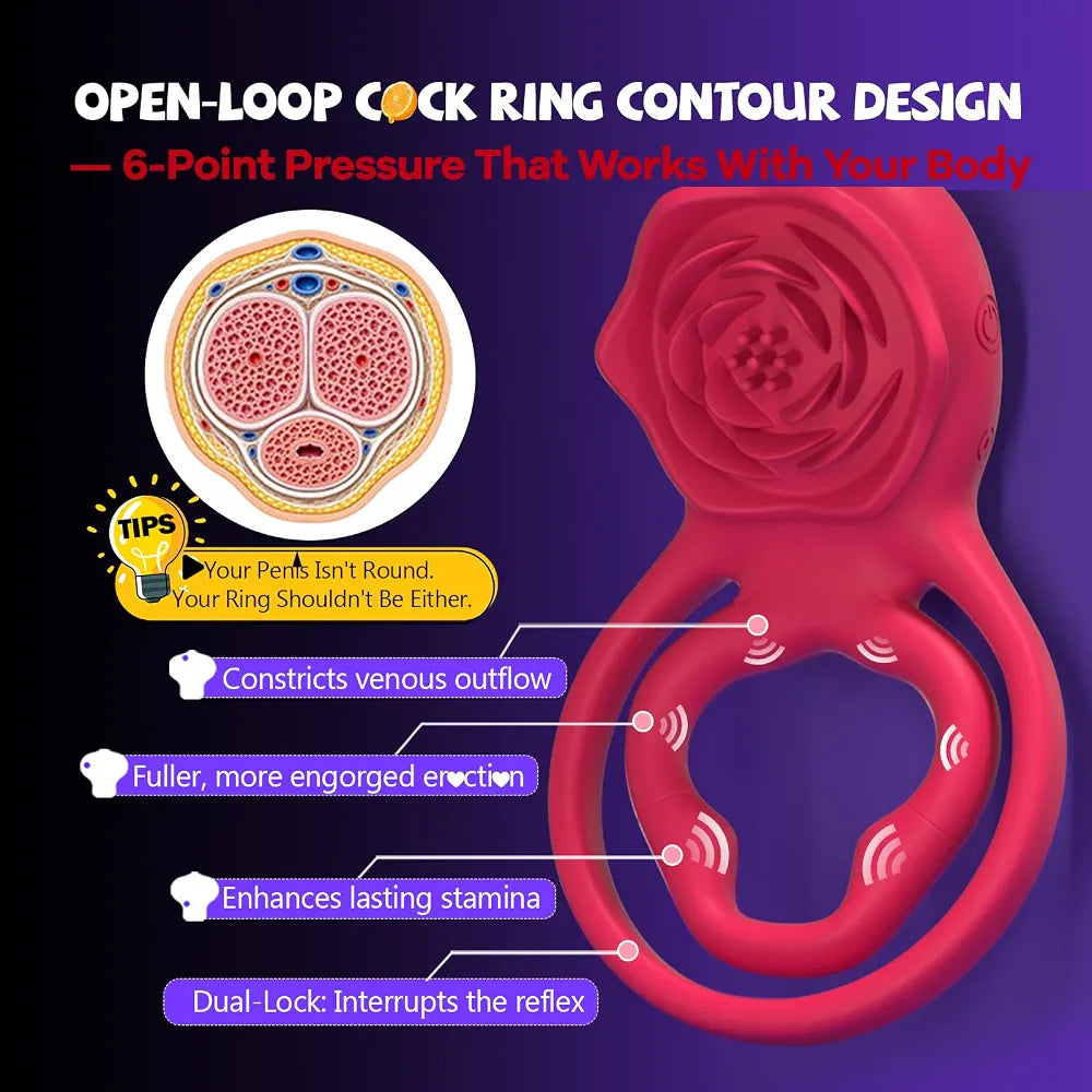 App-Controlled Dual-Stimulation Vibrating Penis Ring with Clitoral Massager