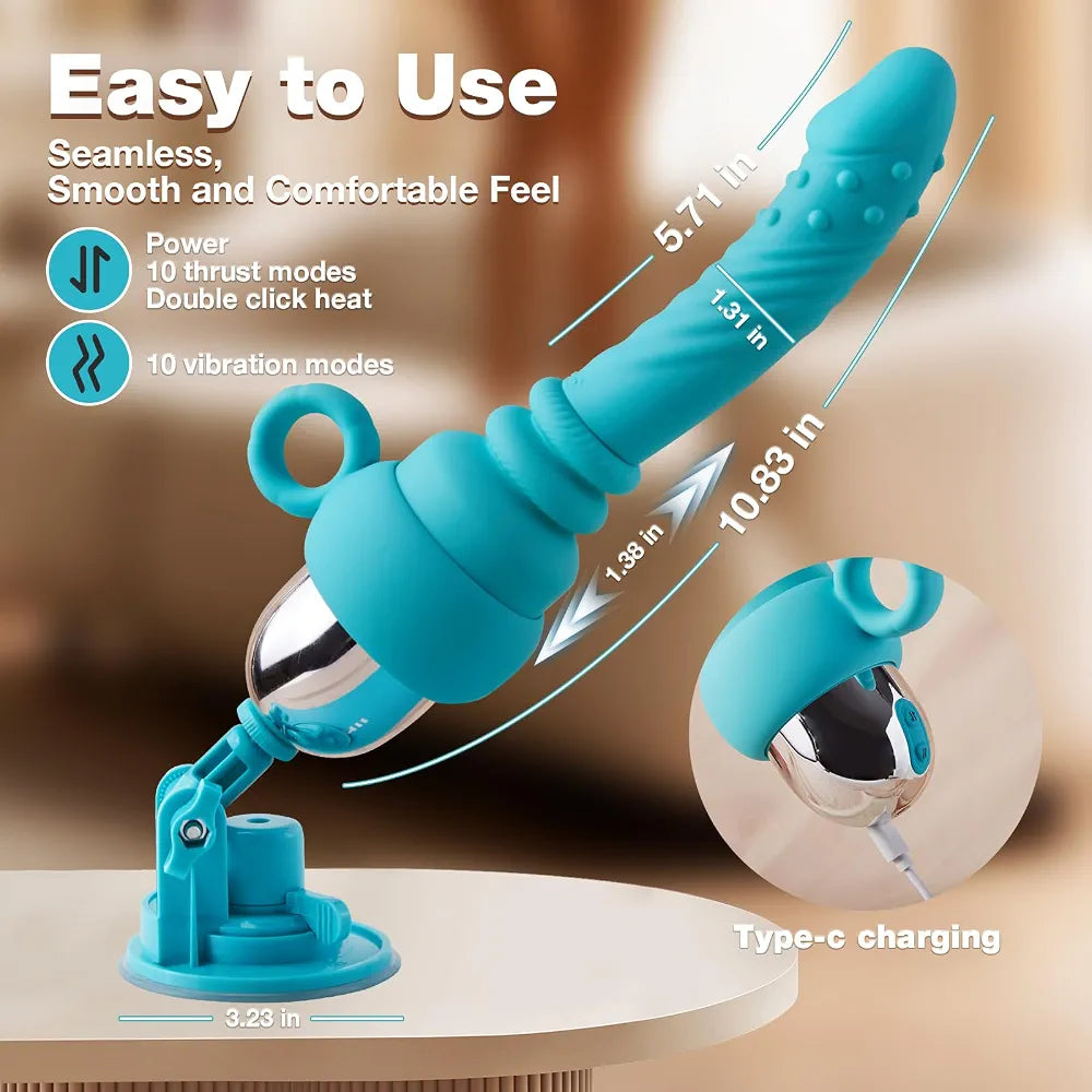 MOMONII 10.83" App-Controlled Heated Thrusting & Vibrating Dildo Machine with Suction Cup