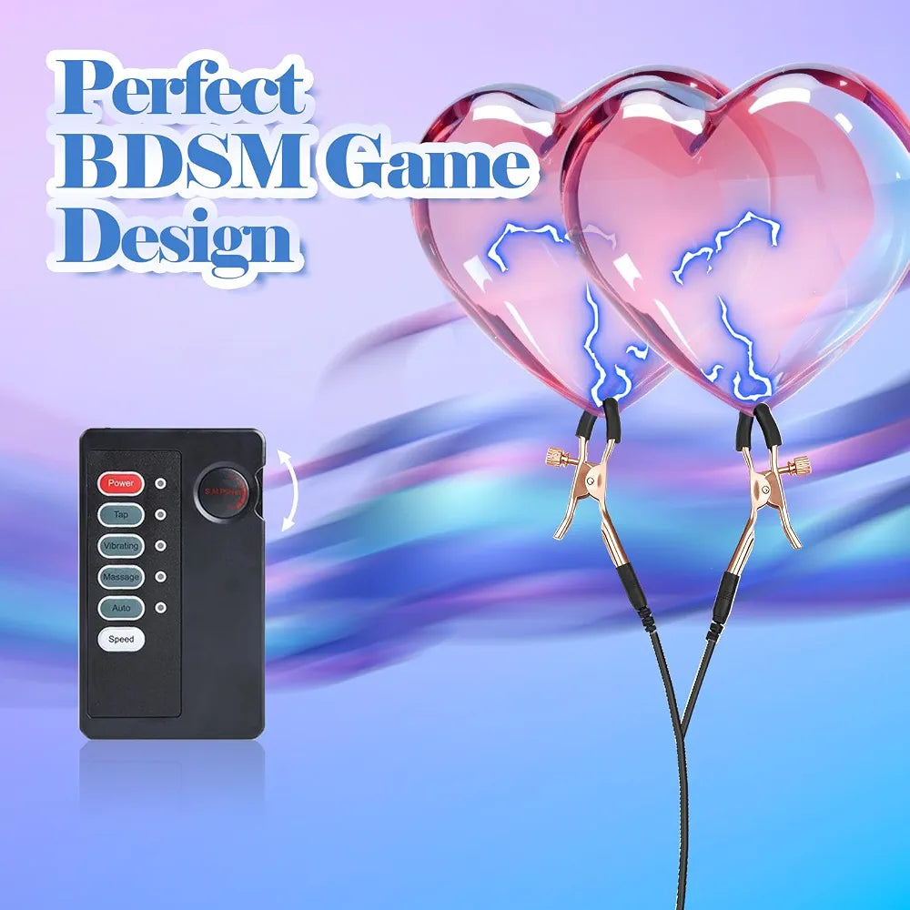 Adjustable Electric Vibrating Nipple and Clitoral Stimulation Clamps for BDSM Play