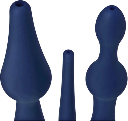 Cleanstream Universal 3-Piece Silicone Enema Attachment Set - Blue