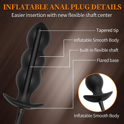 Inflatable Silicone Anal Plug with Pump and Quick-Release Valve