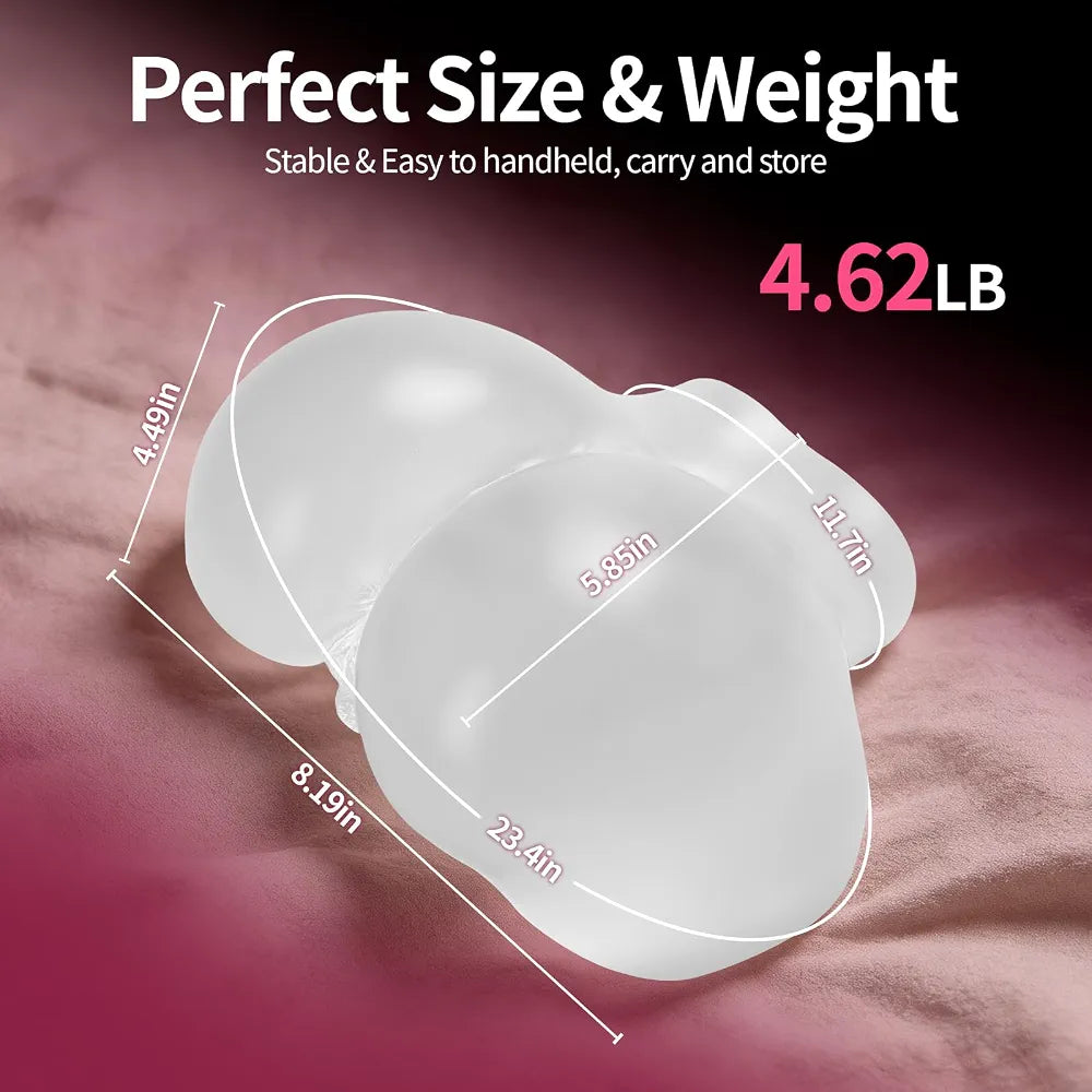 Premium Realistic 4.62LB Dual-Entry Masturbator with Soft Tactile Buttocks and Visual Vagina/Anal Stimulation