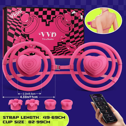 VVD App-Controlled Striped Nipple Vibrator with 10 Vibration Modes for Couples