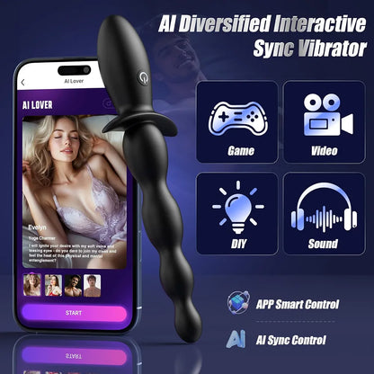 BEISAR App-Controlled Silicone Vibrating Anal Plug with 10 Modes for Beginners