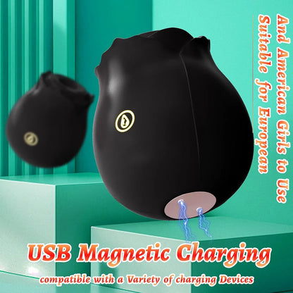 Silent Waterproof Clitoral Suction Vibrator for Women - Black
