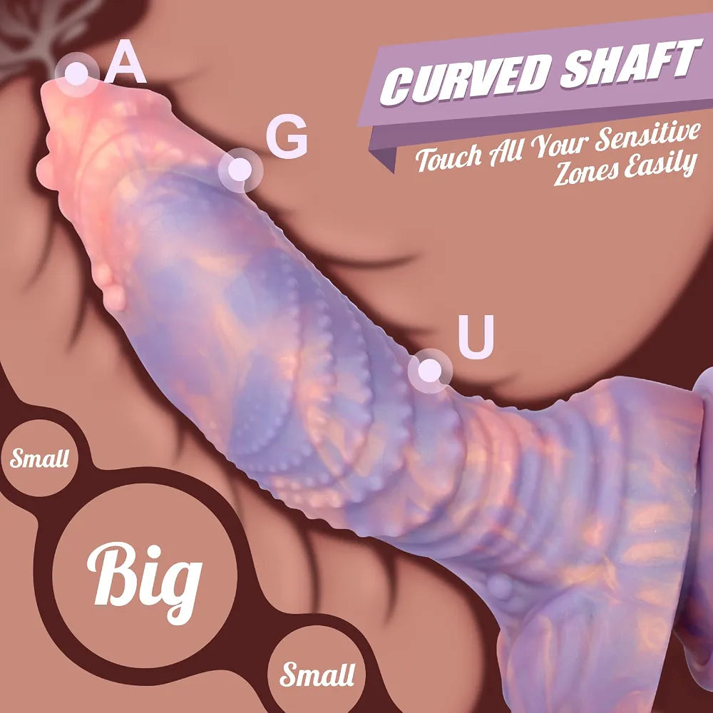 8-Inch Realistic Curved Dragon Dildo with Suction Cup - Soft Silicone Fantasy Sex Toy
