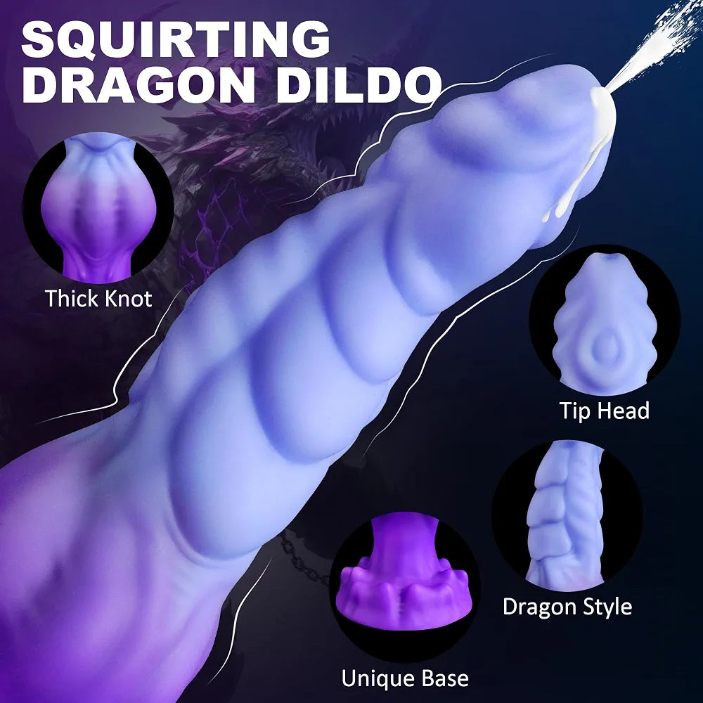8.1" Fantasy Dragon Ejaculating Dildo with Knot and Suction Cup