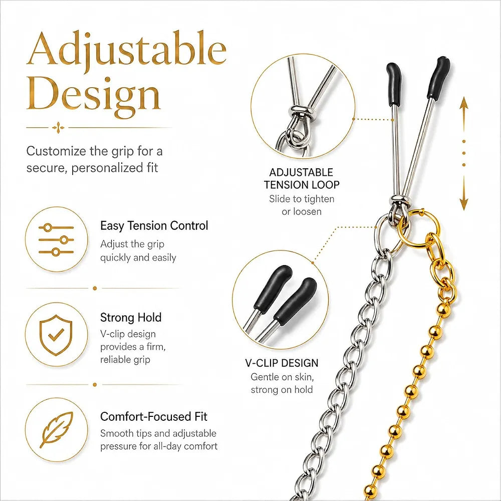 Adjustable Metal Nipple Clamps Set - 4 Piece Non-Piercing Stimulator