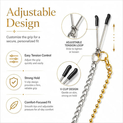 Adjustable Metal Nipple Clamps Set - 4 Piece Non-Piercing Stimulator