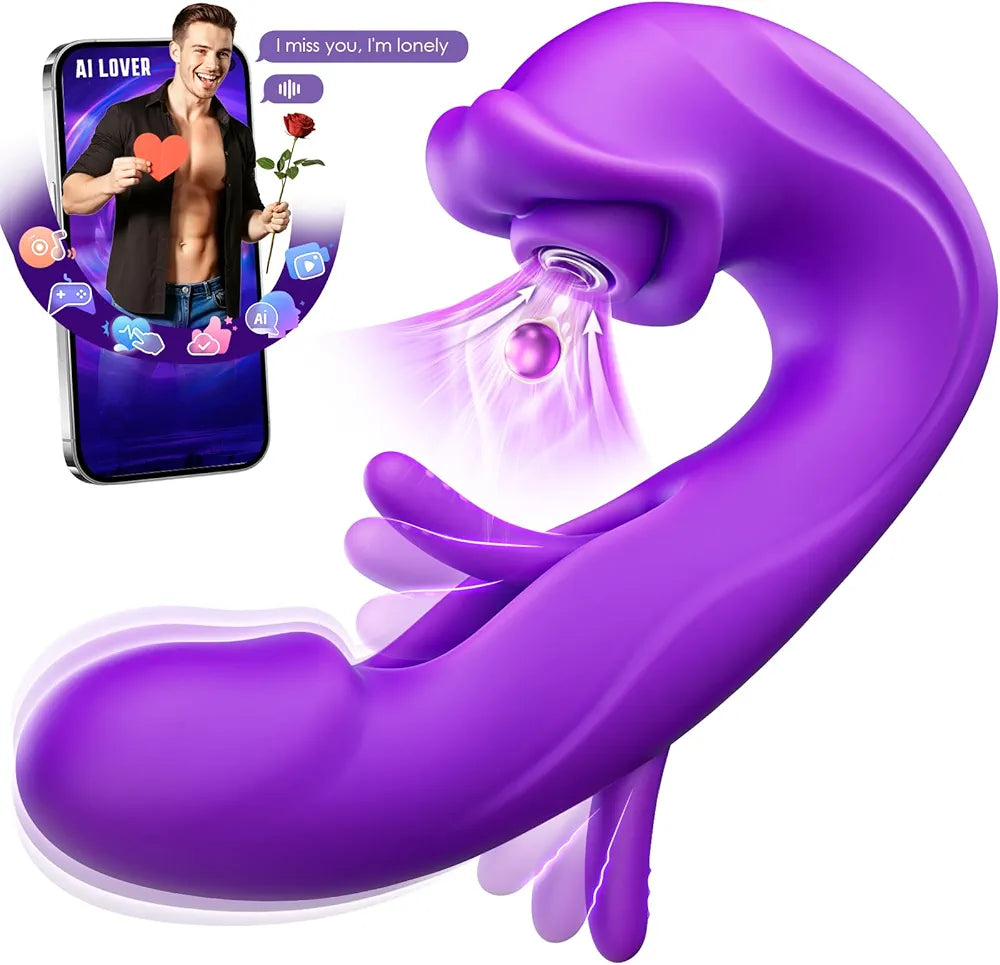 AI-Powered App-Controlled G-Spot & Clitoral Vibrator with 7 Suction and Thrusting Modes