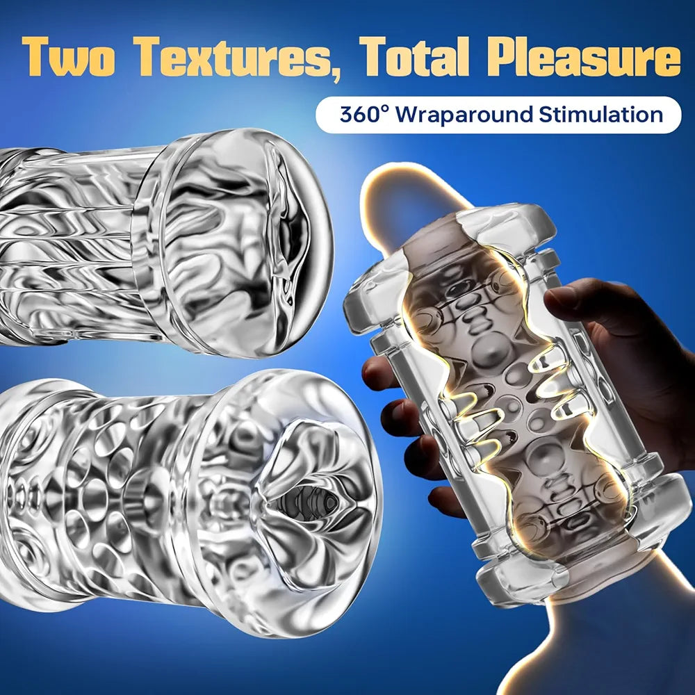 Realistic Dual-Sleeve Male Stroker with Suction and Open-Ended Design