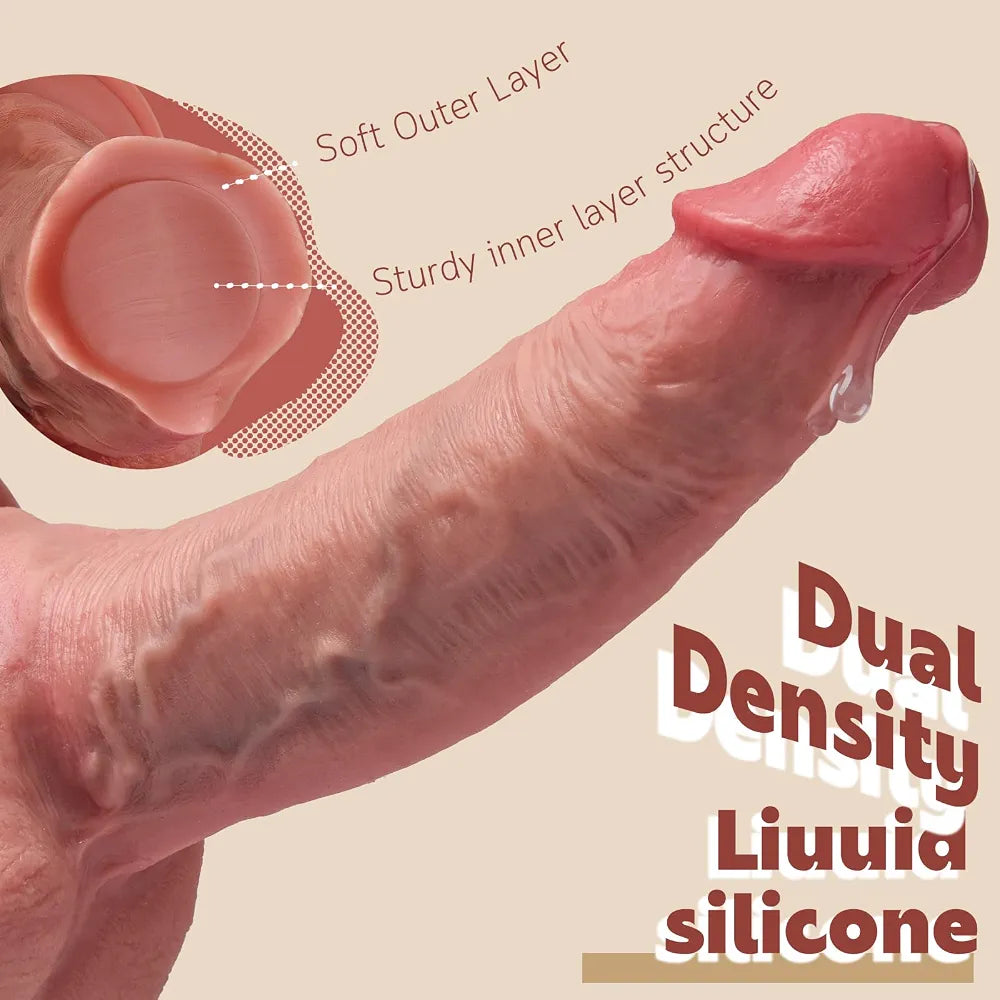 8-Inch Ultra-Realistic Lifelike Silicone Dildo with Suction Cup and Textured Skin