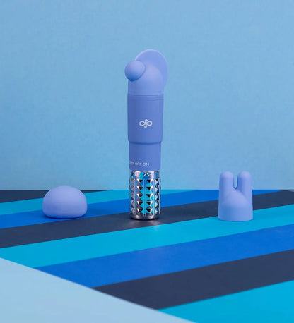 Satin-Finish Periwinkle Silicone Massage Wand Kit with 3 Interchangeable Attachments