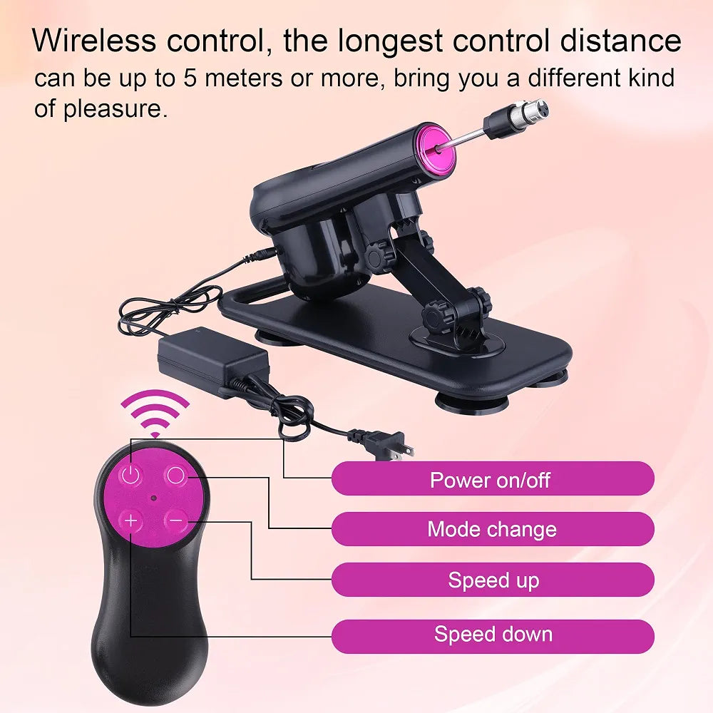 Professional Thrusting Sex Machine with 8 Attachments and Powerful Suction Base