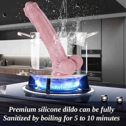 11.8-Inch Realistic XXL Uncut Silicone Dildo with Suction Cup - Extra Large 1.9-Inch Diameter