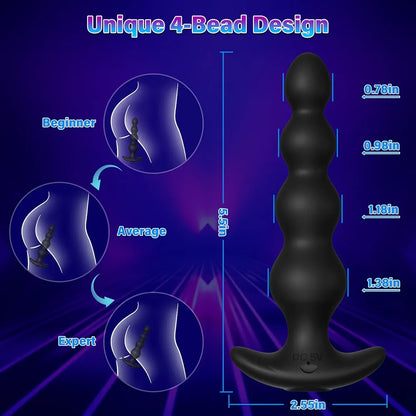 Premium App-Controlled Vibrating Silicone Anal Beads and Prostate Massager with 9 Modes