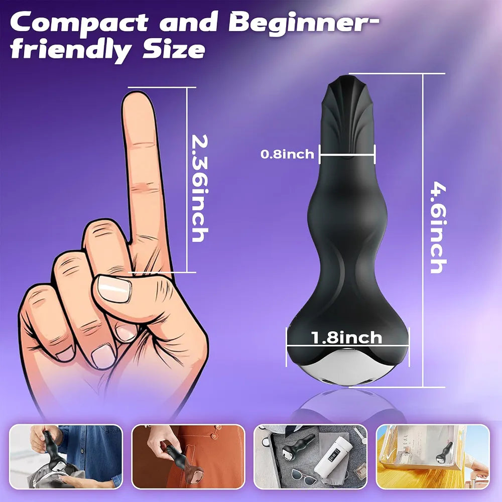Premium Silicone Prostate Massager with 10 Vibration and Rotation Modes - Waterproof Anal Stimulator for All Experience Levels