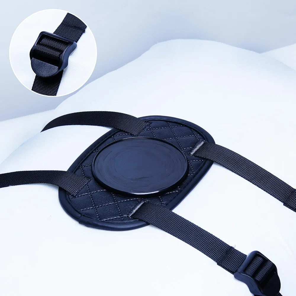 Adjustable Black PU Leather Suction Cup Dildo Holder for Furniture and Sex Swings