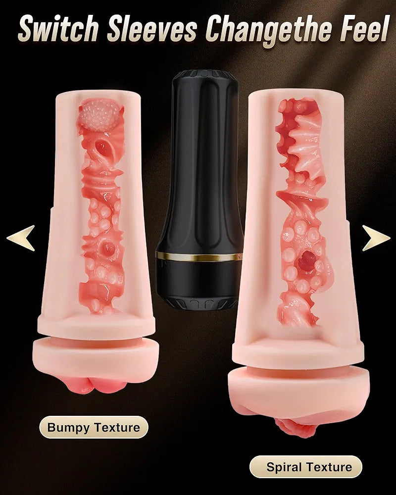 EINSEO Dual-Sleeve Male Masturbator - 7.5in Textured TPE Stroker with Adjustable Suction